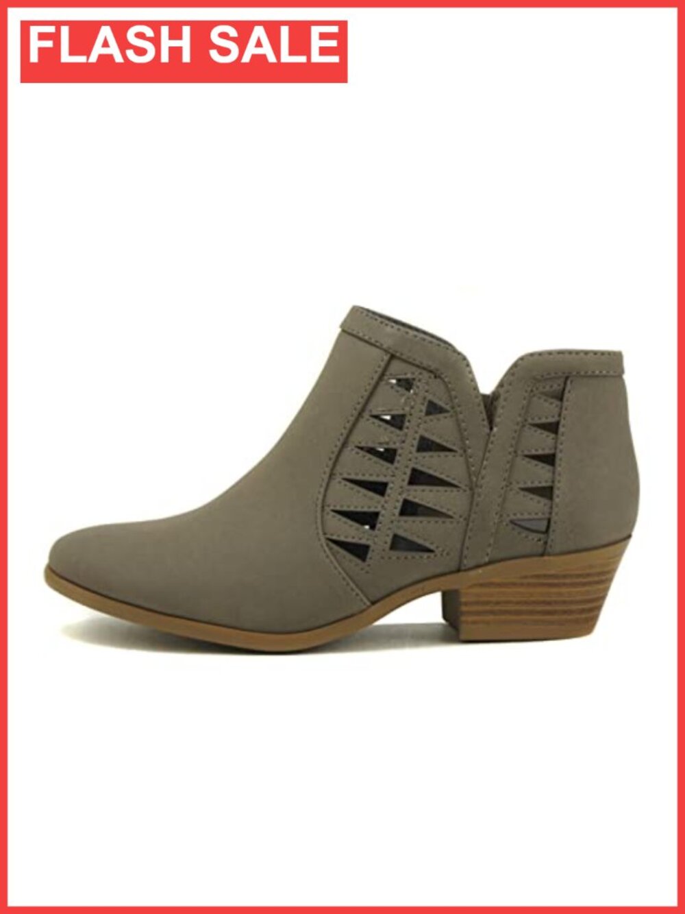 Womens Perforated Cut Out Stacked Block Heel Ankle Booties Side Zip